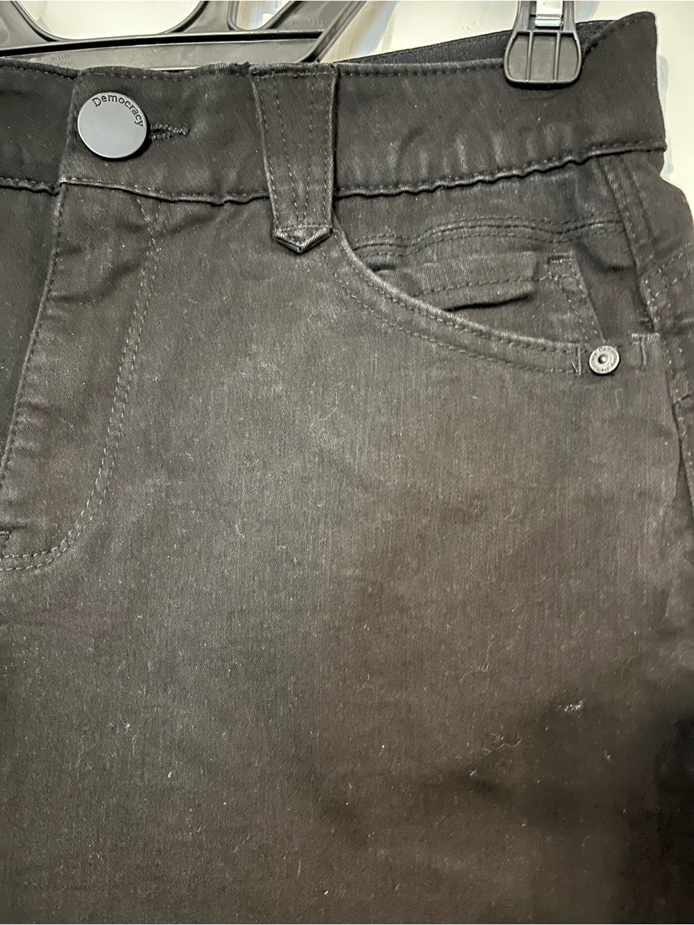 #42 Democracy Women’s Black “Ab”solution Mid Length Stretch Denim Shorts Size 8 - Picture 4 of 7